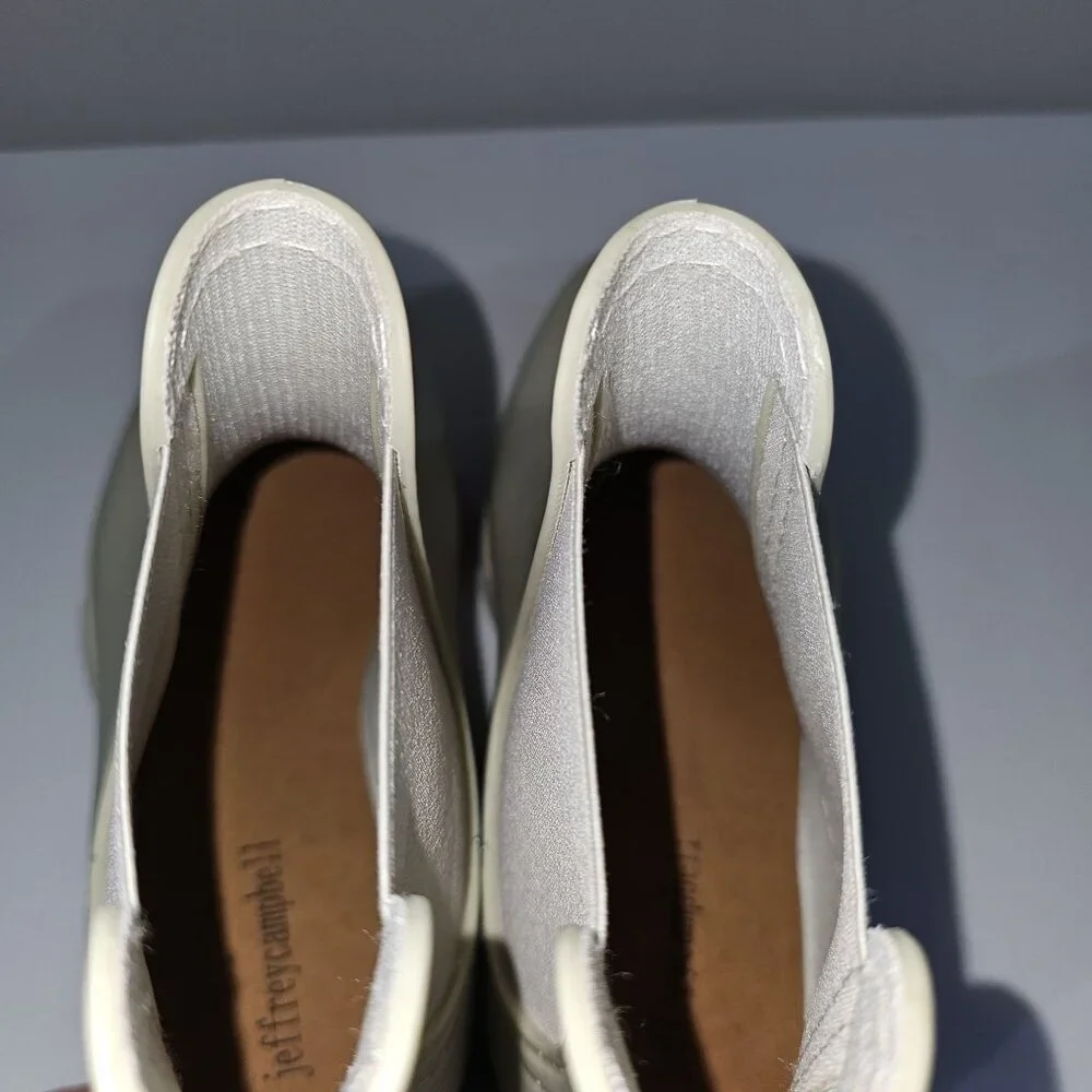 Jeffrey Campbell Play Pleu Rain Boot Womens 9 Cream Platform Chelsea Lug Sole
